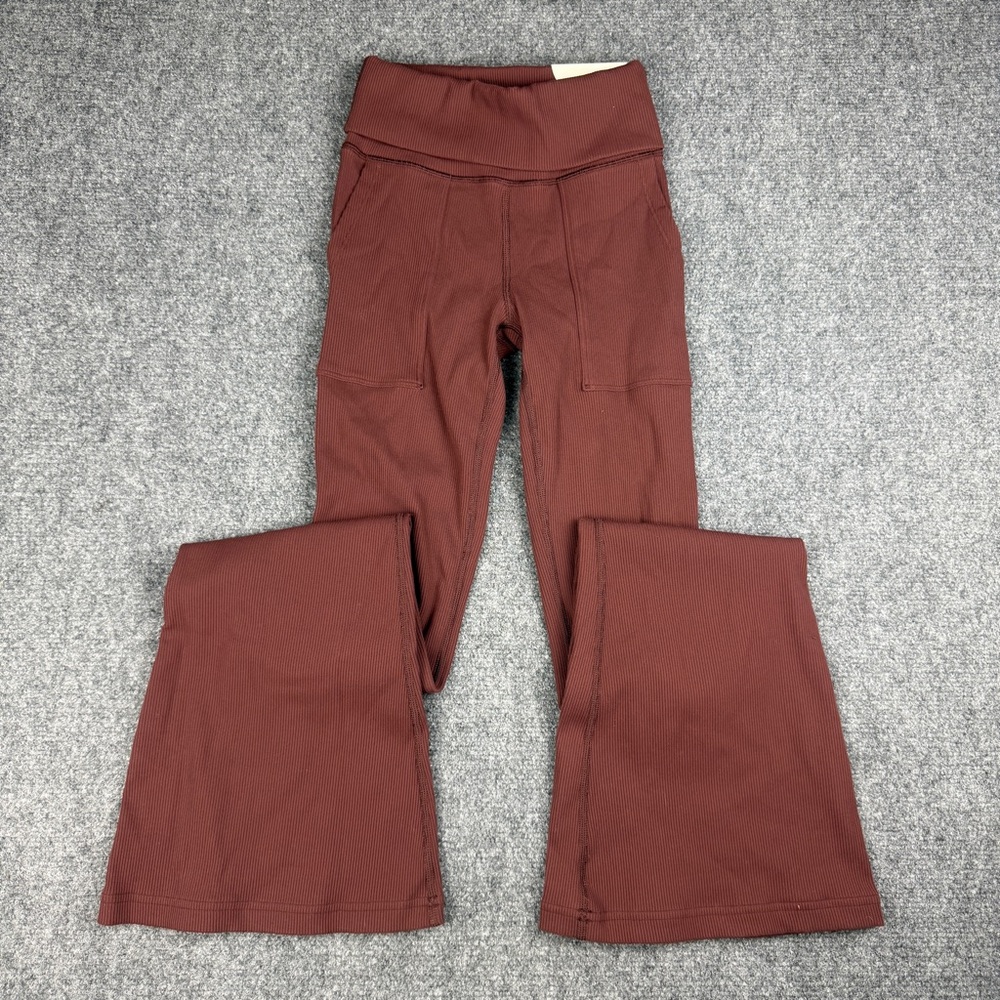 Offline by Aerie Foldover Low Rise Flare Leggings Womens Small brown Ribbed NWT